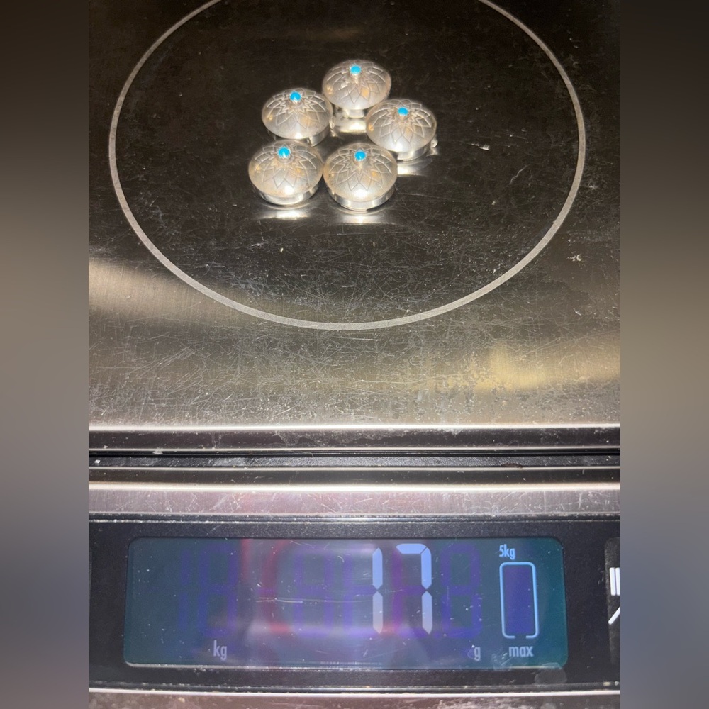 Native American Silver and Turquoise Button Covers(5) - Picture 10 of 10